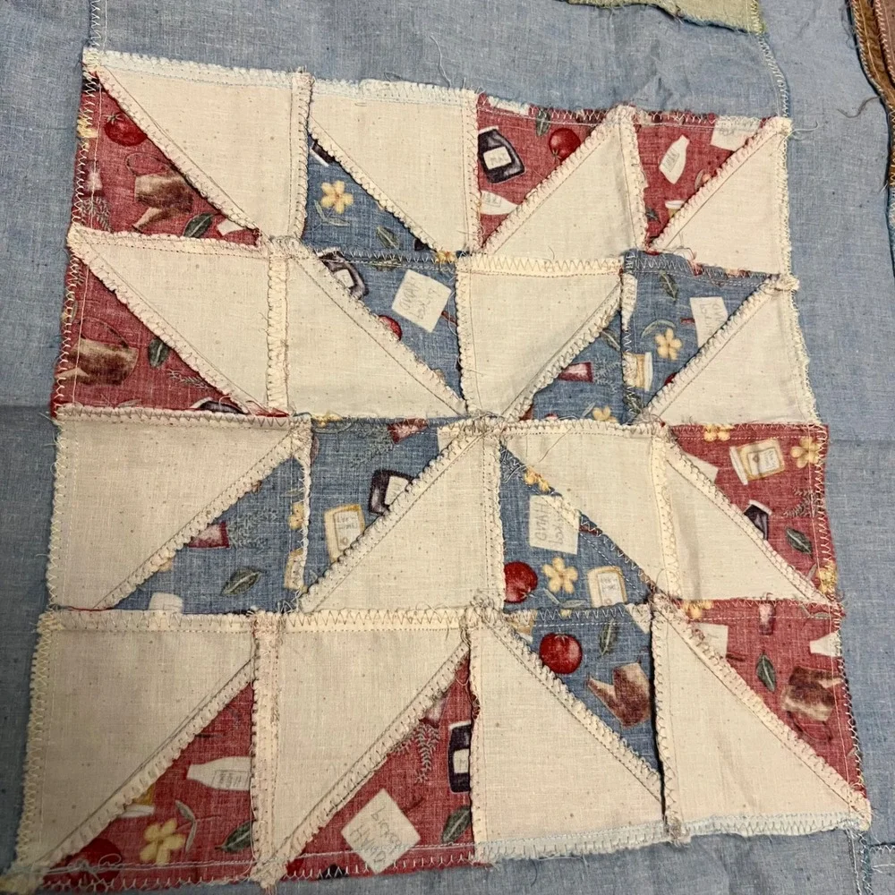 Handmade Patchwork Sampler Quilt Top 9 Patch Bear‎ Claw Star 46 - 48